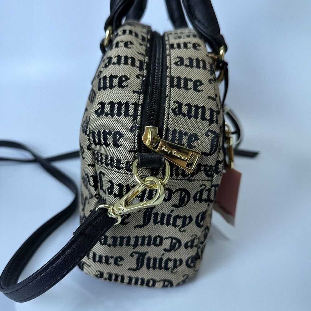 Juicy Couture Beige Black Oops A Daisey Satchel Bag Preppy Y2K Designer - Picture 6 of 12